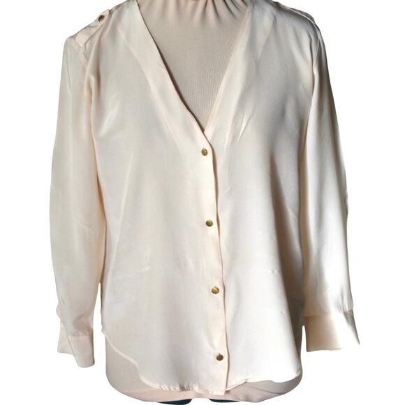 Madewell et Sézane Tops - Madewell x Sézane Blouse | Size S | Cream | Ruffle Neck | Gold Snaps